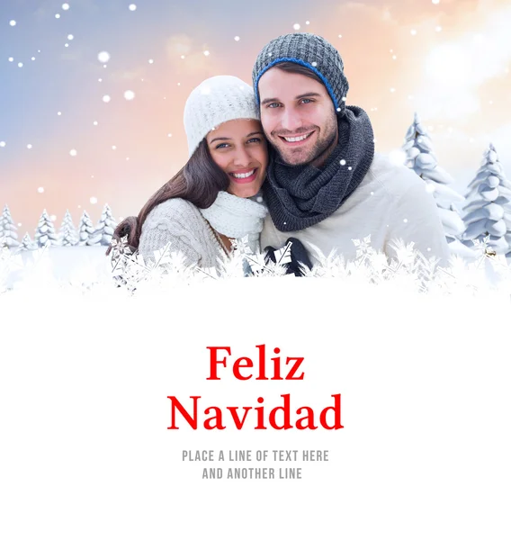 Composite image of young winter couple — Stock Photo, Image