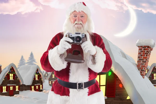 Der Weihnachtsmann macht ein Foto — Stockfoto