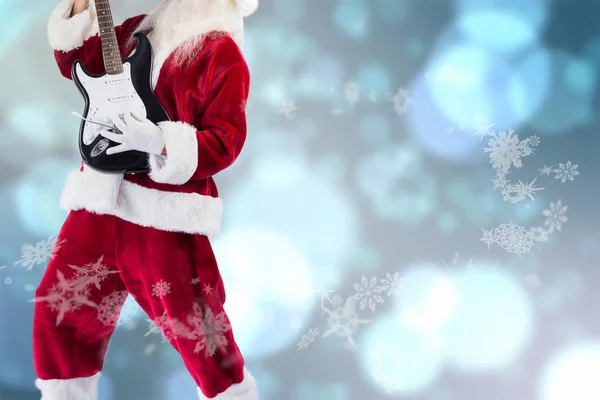 Santa tocando la guitarra eléctrica — Foto de Stock