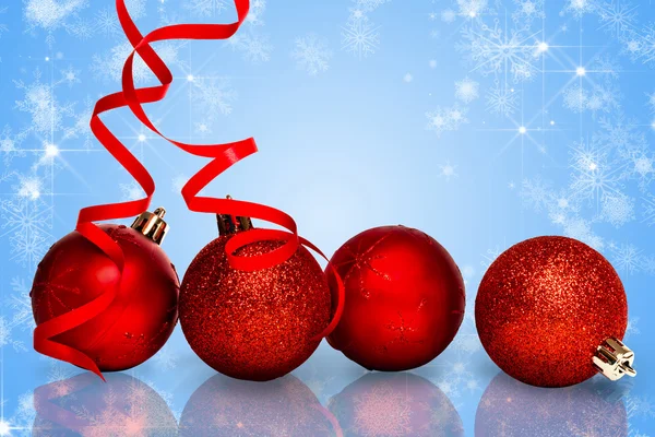 Four red christmas ball decoration — Stock Photo, Image