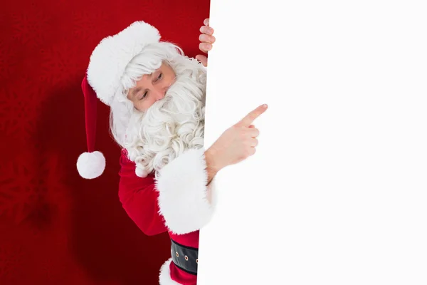 Festive father christmas presenting sign — Stock Photo, Image