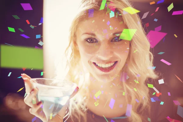 Attractive blonde drinking a cocktail — Stock Photo, Image