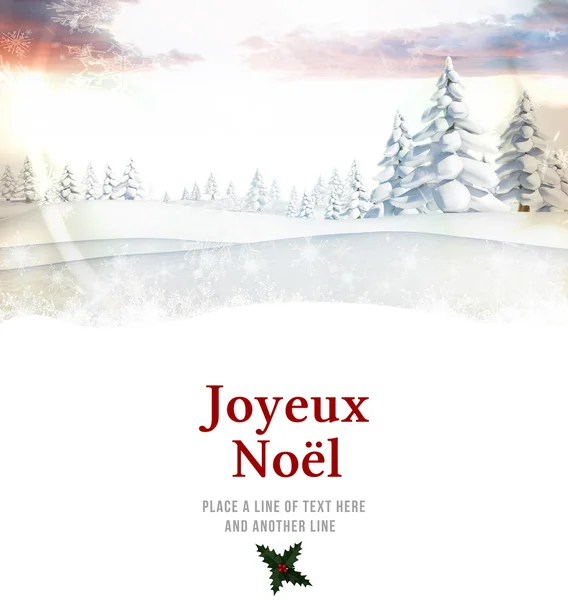 Joyeux noel mot snöiga landskap — Stockfoto