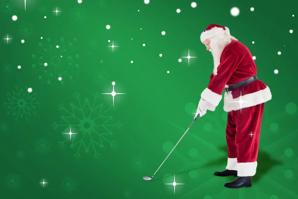 Santa Claus spielt Golf — Stockfoto