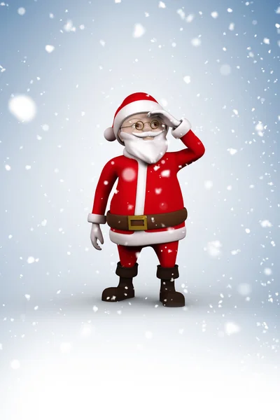 Cartoon santa with snow falling — Stock Photo, Image