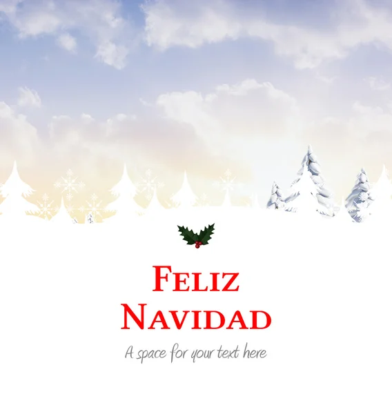 Feliz navidad gegen verschneite Landschaft — Stockfoto