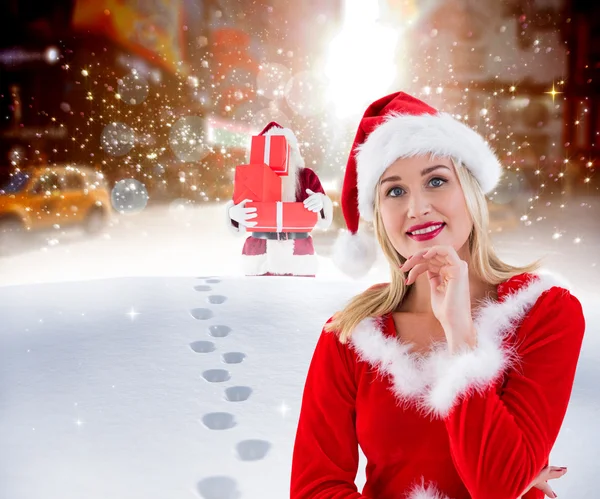 Festive blonde smiling — Stock Photo, Image