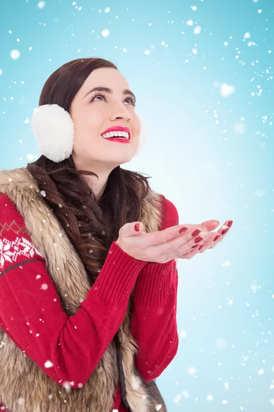 Brunette with hands out — Stock Photo, Image