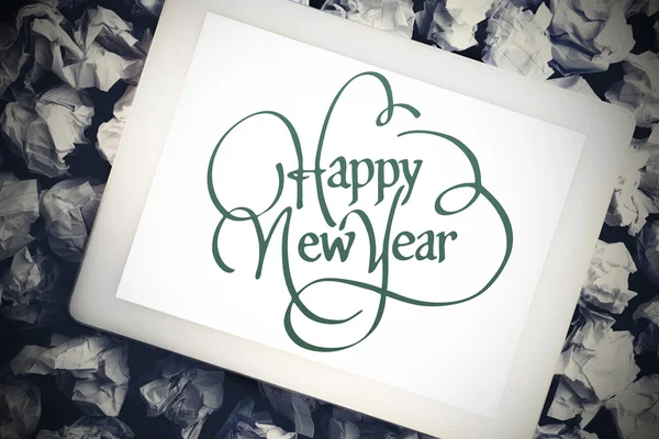 Happy new year against tablet pc — Stock Photo, Image