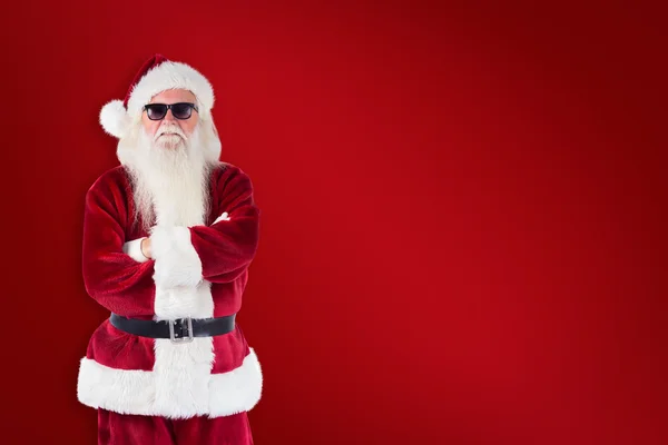 Santa Claus bär svarta solglasögon — Stockfoto