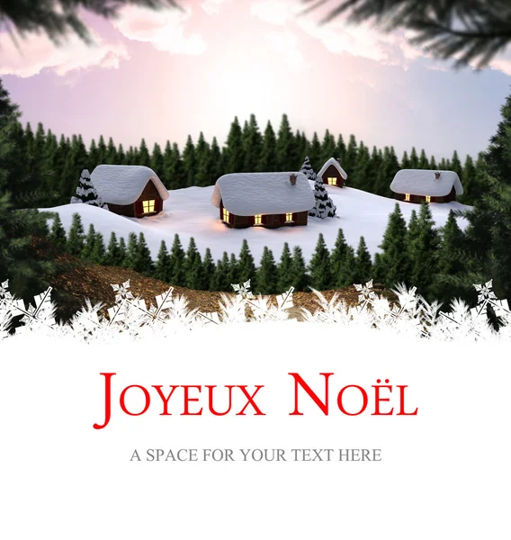 Joyeux noel przeciwko ładny wieś — Zdjęcie stockowe