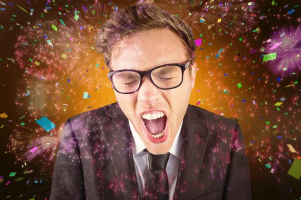 Young angry businessman shouting at camera — Stock Photo, Image