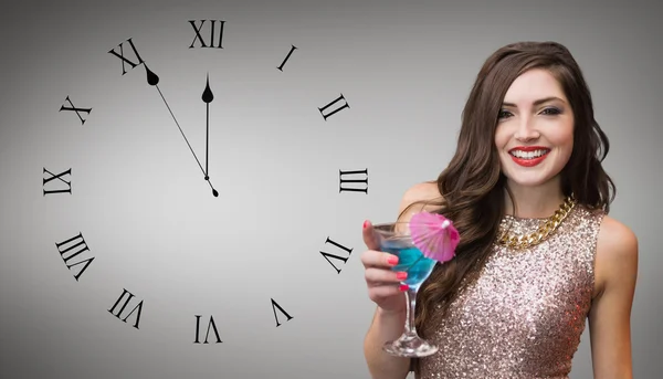 Brunette with cocktail — Stock Photo, Image