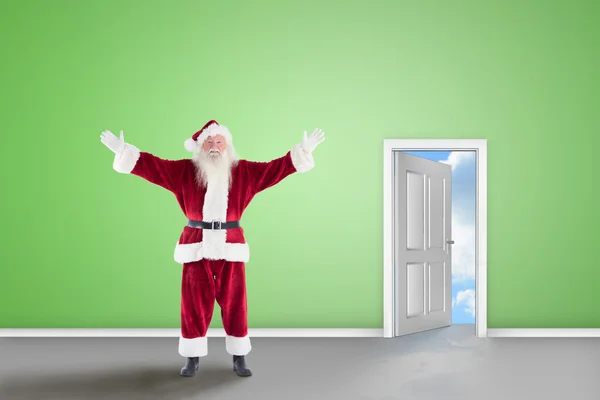 Jolly Santa opens his arms — Stock Photo, Image