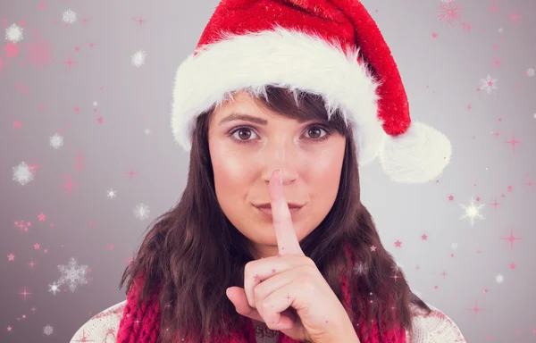 Portrait of a brunette keeping a secret — Stock Photo, Image