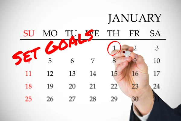Resoluções de anos novos no calendário de janeiro — Fotografia de Stock