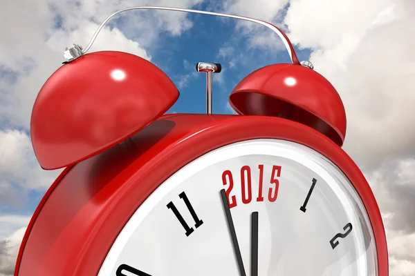 赤い目覚まし時計で 2015 年の合成画像 — ストック写真