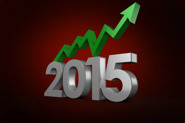 Samengestelde afbeelding van 2015 met groene pijl — Stockfoto