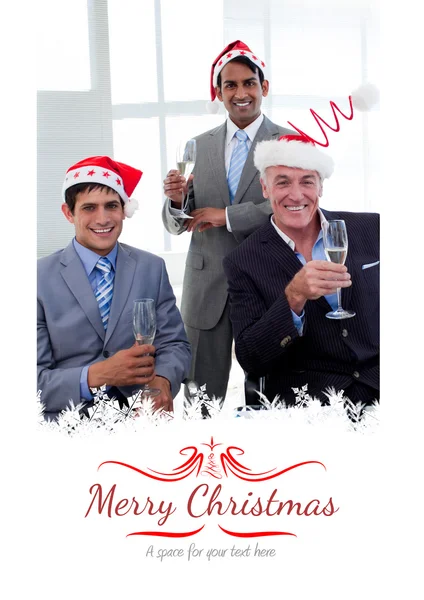 Businessmen wearing novelty Christmas hat — Stock Photo, Image