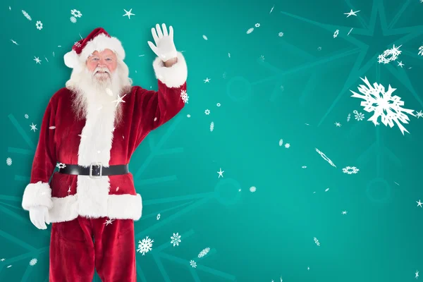 Jolly Santa waving at camera — Stock Photo, Image