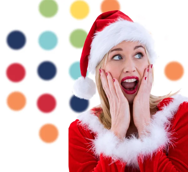 Festive blonde with hands on face — Stock Photo, Image