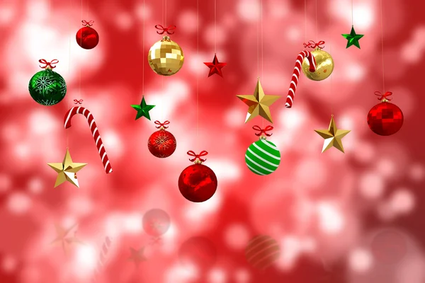 Imagem composta de decorat de Natal pendurado gerado digitalmente — Fotografia de Stock
