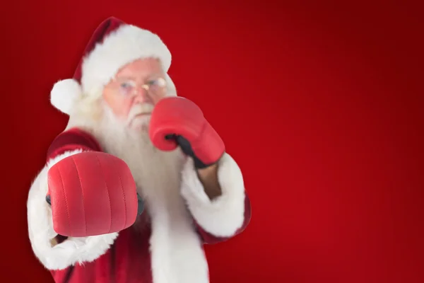 Père Noël en gants de boxe — Photo