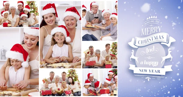 Collage of families enjoying celebration — Stock Photo, Image