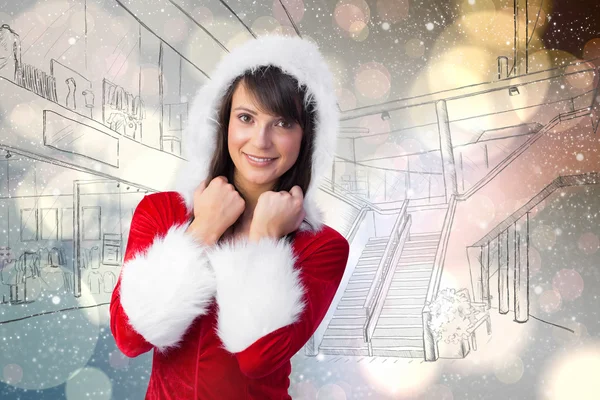 Bruneta v kostýmu santa Clause — Stock fotografie