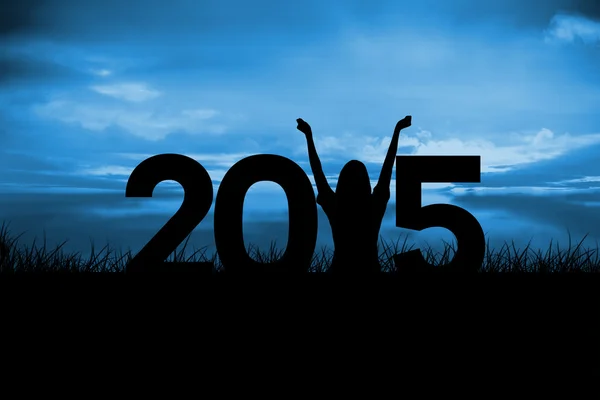 Female silhouette in 2015 sign — Stock Photo, Image