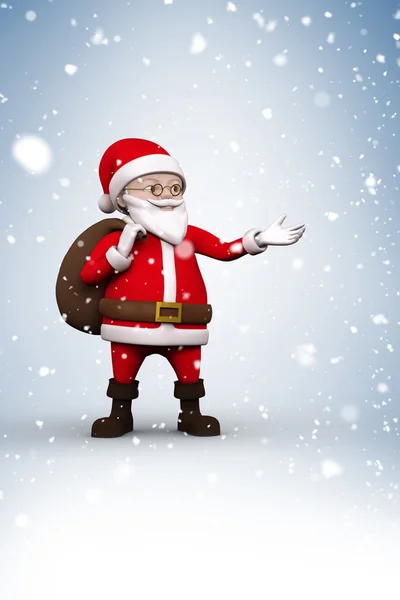 卡通圣诞老人与雪落 — 图库照片