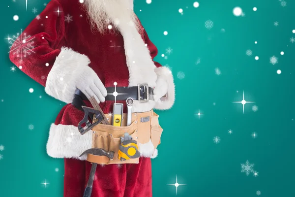 Santa Claus är klädd i verktyget bälte — Stockfoto