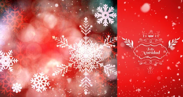 Neve che cade contro fiocco di neve rosso — Foto Stock