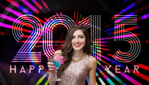 Composite image of brunette with cocktail — Stock Photo, Image