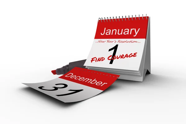 Resolución de año nuevo en el calendario — Foto de Stock