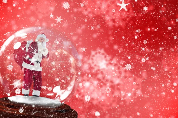 Santa vragen om stilte in sneeuw globe — Stockfoto