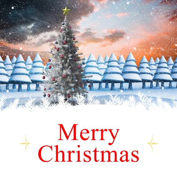 Christmas card against christmas tree — Stock Photo, Image