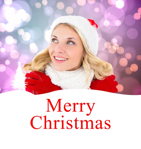 Composite image of happy festive blonde — Stock Photo, Image