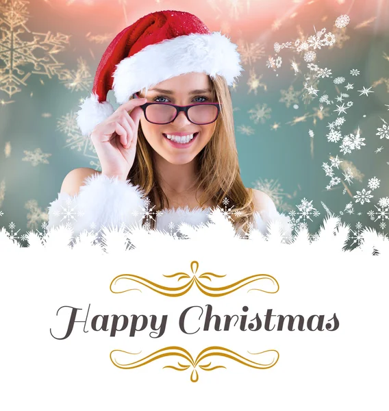 Sexy santa girl wearing spectacles — Stock Photo, Image