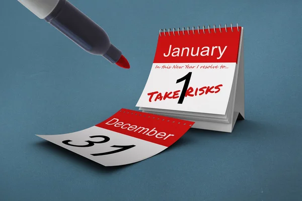 Nytt år upplösning på kalendern — Stockfoto