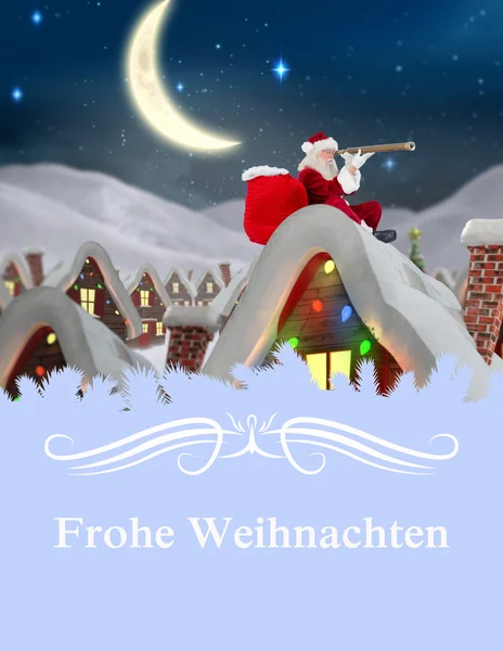 Weihnachtsmann bringt Geschenke ins Dorf — Stockfoto