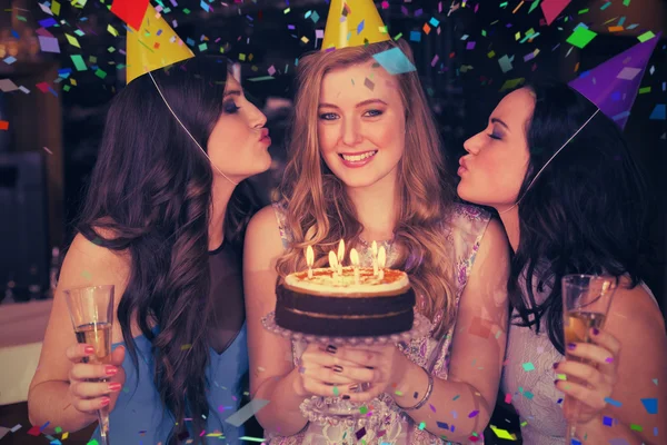 Attractive friends celebrating a birthday — Stock Photo, Image