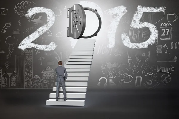 Thinking businessman on stairs — Stock Photo, Image