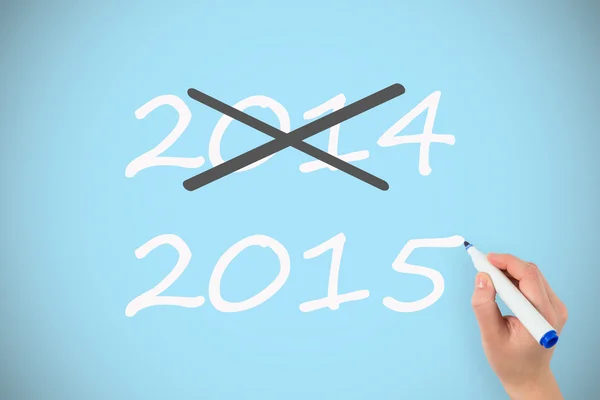 Businesswomans hand writing with marker — Stock Photo, Image