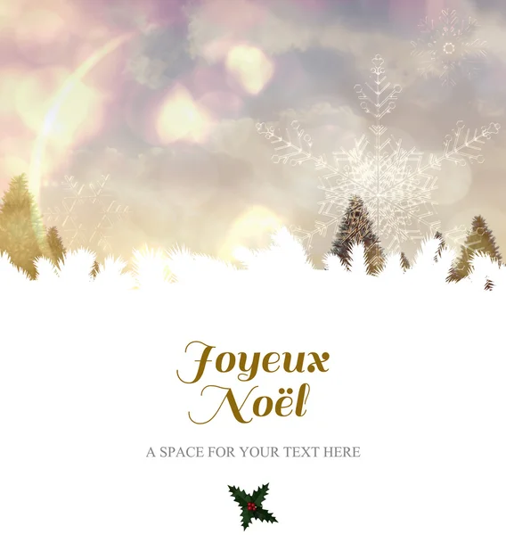 Joyeux noel against snowy landscape — Stock Photo, Image