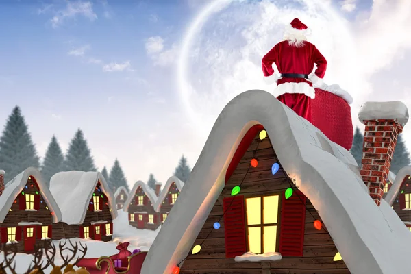 Santa s pytlem dárků — Stock fotografie