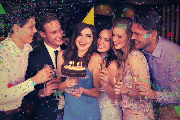 Attractive friends celebrating a birthday — Stock Photo, Image