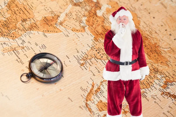 Santa asking for quiet to camera — Stock Photo, Image