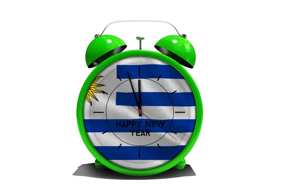 Happy new year in green clock — Stock Photo, Image