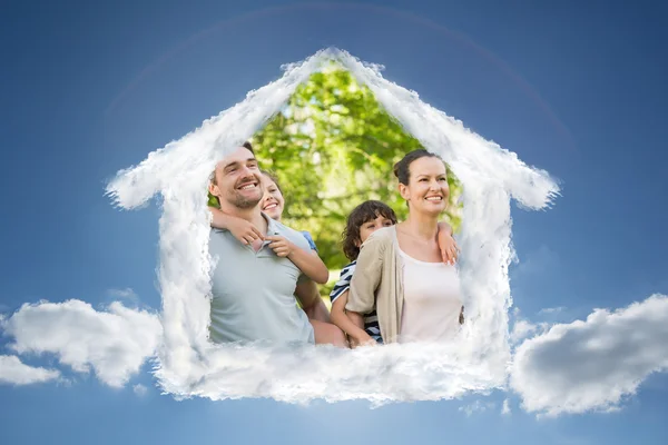 Composite image of house outline in clouds — Stock Photo, Image